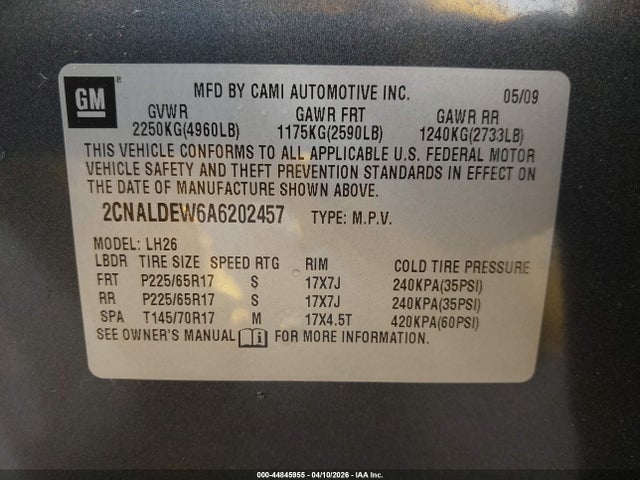 2010 CHEVROLET EQUINOX 2CNALDEW6A6202457 Photo 8