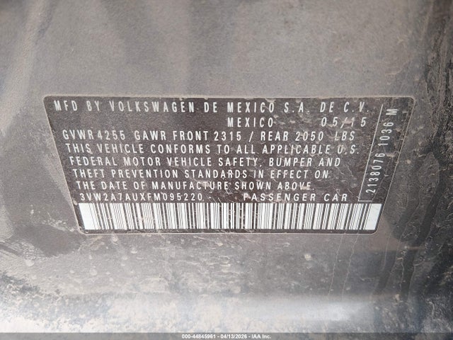 Продаж на аукціоні авто 2015 Volkswagen Golf Tdi S 4-door, vin: 3VW2A7AUXFM095220, номер лоту: 44845961