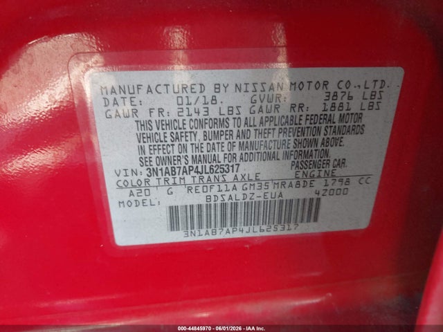 Nissan SENTRA SV 2018 3N1AB7AP4JL625317 Image 9