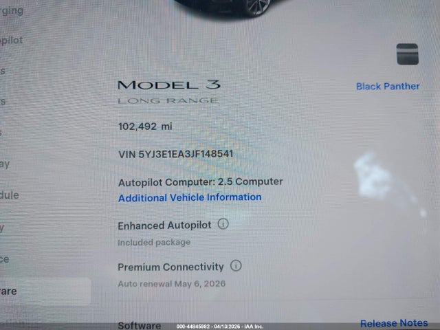 Продажа на аукционе авто 2018 Tesla Model 3, vin: 5YJ3E1EA3JF148541, номер лота: 44845982