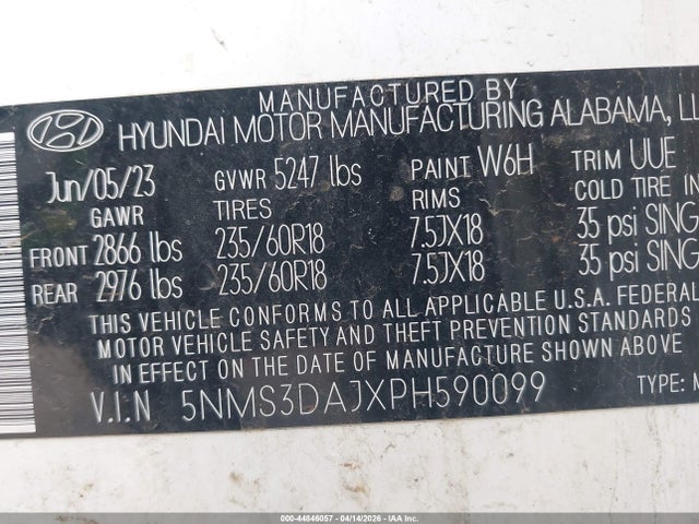 Hyundai Santa Fe Sel 2023 5NMS3DAJXPH590099 Image 9