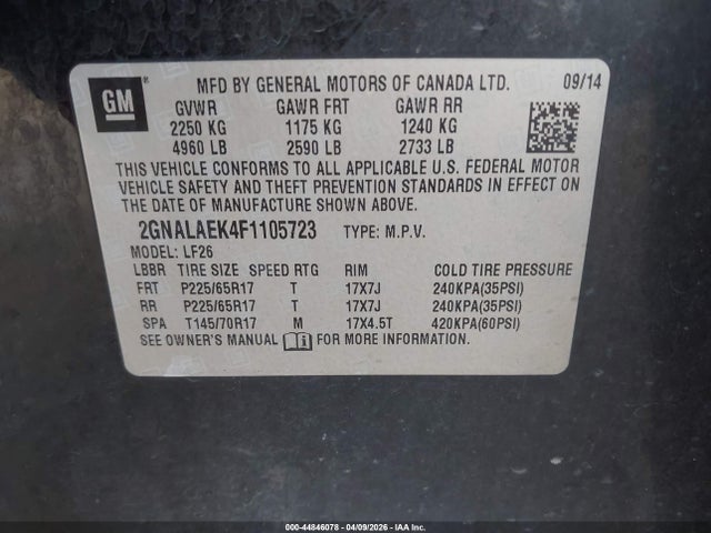 2GNALAEK4F1105723 Chevrolet EQUINOX LS