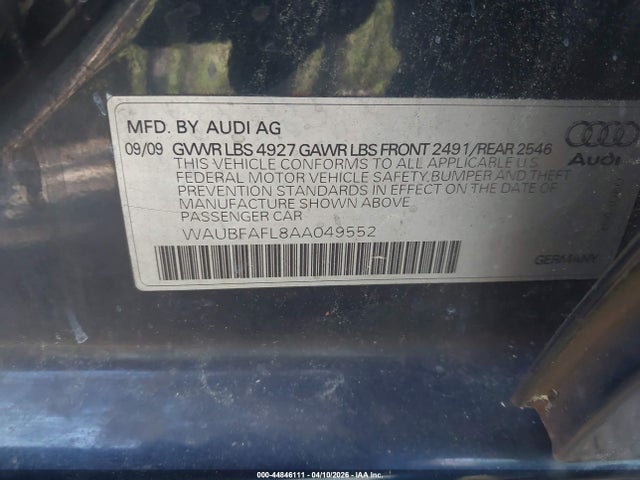 2010 AUDI A4 WAUBFAFL8AA049552 Photo 8