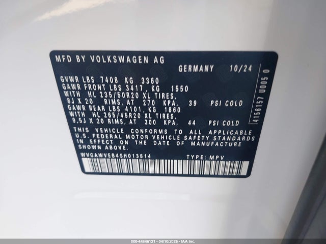 WVGAWVEB4SH013814 Volkswagen Id. Buzz Pro S
