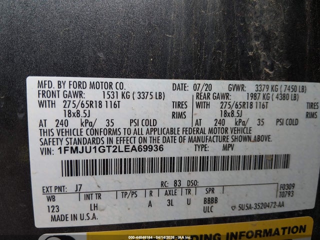 1FMJU1GT2LEA69936 Ford Expedition Xl