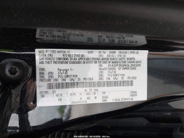 Ford Focus Titanium 2016 1FADP3N29GL260209 Image 9