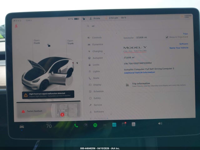 2022 TESLA MODEL Y 7SAYGDEF9NF536654 Photo 6