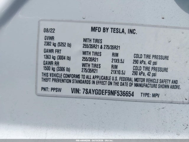 2022 TESLA MODEL Y 7SAYGDEF9NF536654 Photo 8