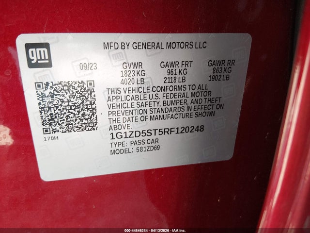 Продаж на аукціоні авто 2024 Chevrolet Malibu Fwd 1lt, vin: 1G1ZD5ST5RF120248, номер лоту: 44846284
