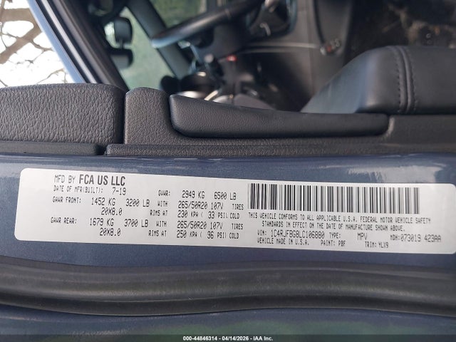 Auction sale of the 2020 Jeep Grand Cherokee Limited X 4x4, vin: 1C4RJFBG8LC106880, lot number: 44846314