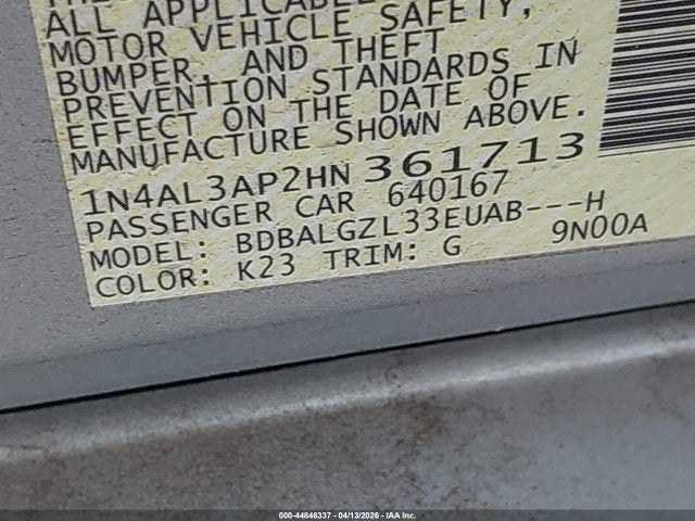 1N4AL3AP2HN361713 Nissan Altima 2.5 S
