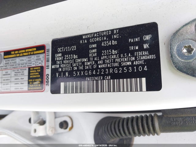 Aukcja sprzedaży 2024 Kia K5 Gt-line, vin: 5XXG64J23RG253104, numer aukcji: 44846376