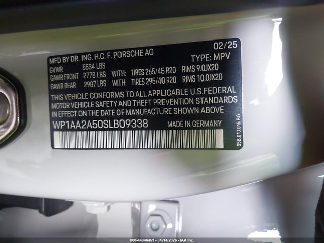 Porsche Macan T 2025 WP1AA2A50SLB09338 Image 9