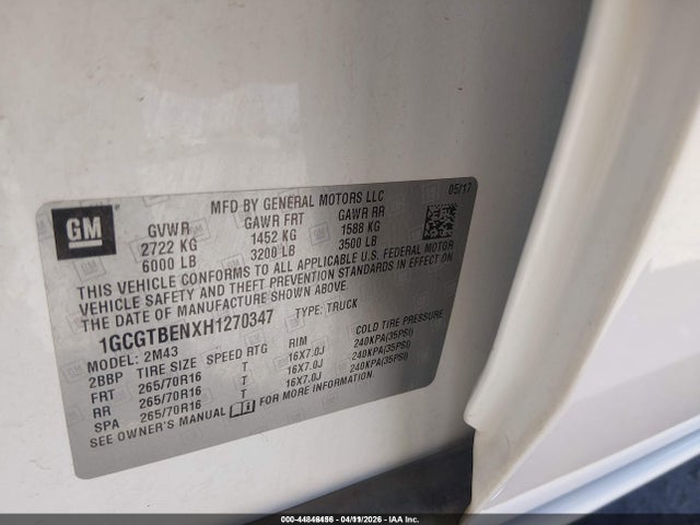 1GCGTBENXH1270347 Chevrolet Colorado Wt