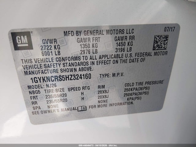 Aukcja sprzedaży 2017 Cadillac Xt5 Premium Luxury, vin: 1GYKNCRS5HZ324160, numer aukcji: 44846473