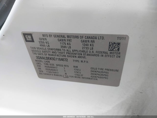2012 CHEVROLET EQUINOX 2GNALDEK5C1184672 Photo 8