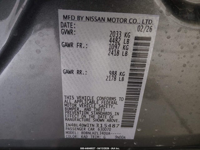 1N4BL4DW1TN315487 Nissan Altima Sv Awd