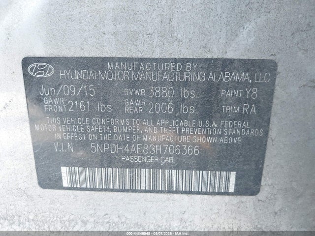 Hyundai ELANTRA SE 2016 5NPDH4AE8GH706366 Image 9