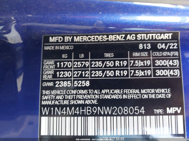 Продаж на аукціоні авто 2022 Mercedes-benz Glb 250 4matic, vin: W1N4M4HB9NW208054, номер лоту: 44846566