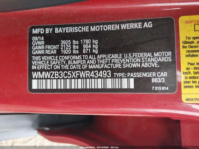 Aukcja sprzedaży 2015 Mini Countryman Cooper, vin: WMWZB3C5XFWR43493, numer aukcji: 44846603