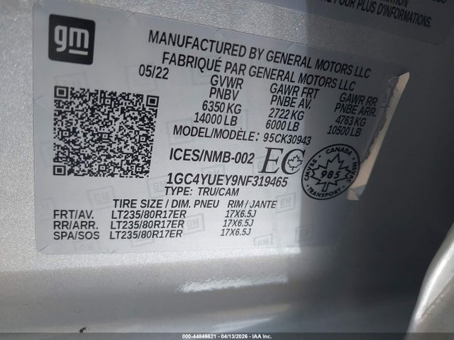 1GC4YUEY9NF319465 Chevrolet 3500