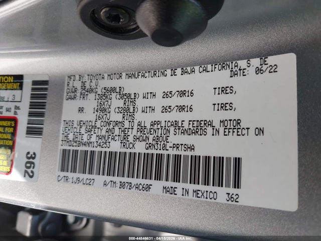3TMDZ5BN4NM134253 Toyota Tacoma Trd Off Road