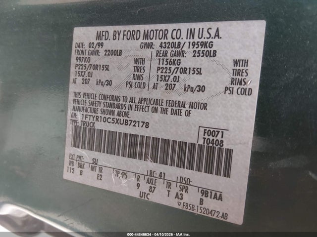 1999 FORD RANGER 1FTYR10C5XUB72178 Photo 8