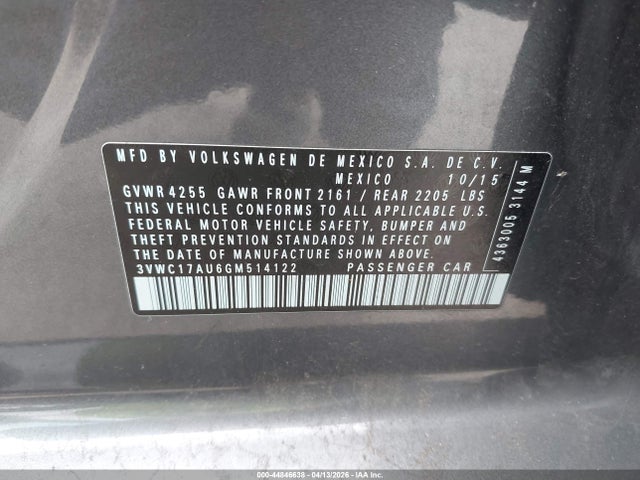 3VWC17AU6GM514122 Volkswagen Golf Sportwagen Tsi S 4-door