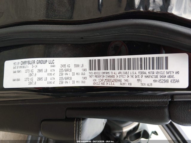 44846646 :رقم المزاد ، 1C4PJMDB2EW282046 vin ، 2014 Jeep Cherokee Limited مزاد بيع