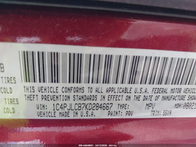 Продаж на аукціоні авто 2019 Jeep Cherokee Latitude Fwd, vin: 1C4PJLCB7KD284667, номер лоту: 44846651