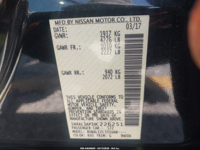 1N4AL3AP1HC226251 Nissan Altima 2.5 Sv