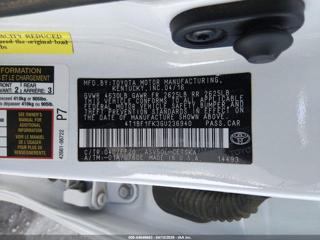 Toyota CAMRY SE 2016 4T1BF1FK3GU236940 Image 9