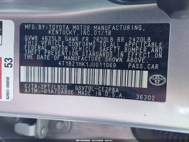4T1BZ1HK1JU011069 Toyota Camry Xse V6