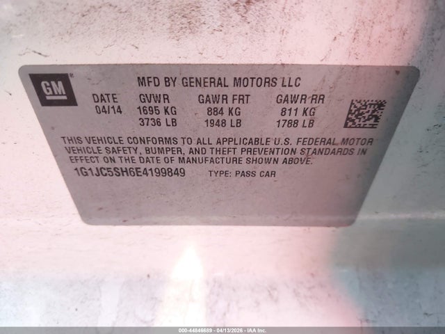 1G1JC5SH6E4199849 Chevrolet Sonic Lt Auto