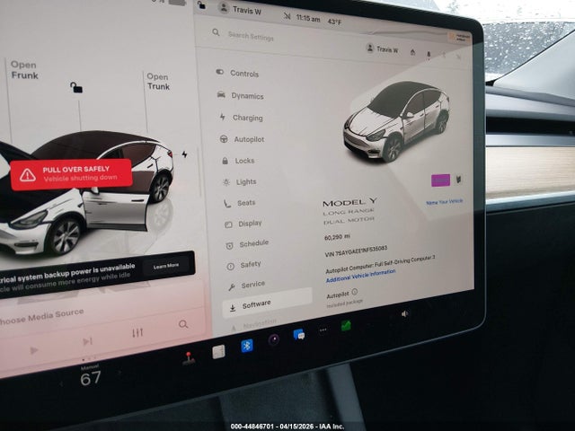 Auction sale of the 2022 Tesla Model Y Long Range Dual Motor All-wheel Drive, vin: 7SAYGAEE1NF535083, lot number: 44846701