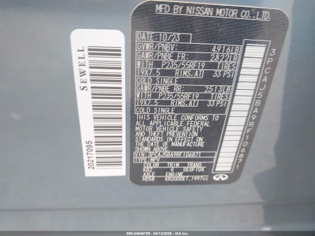 Продажа на аукционе авто 2024 Infiniti Qx50 Luxe, vin: 3PCAJ5BA9RF106871, номер лота: 44846709