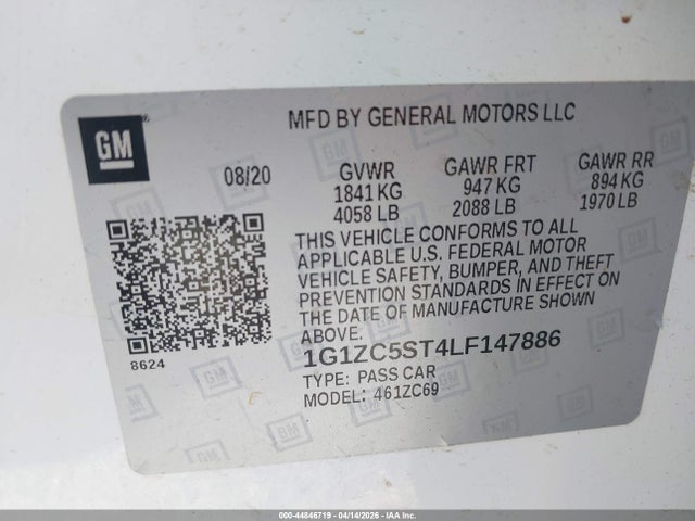 1G1ZC5ST4LF147886 Chevrolet Malibu Fwd 1fl
