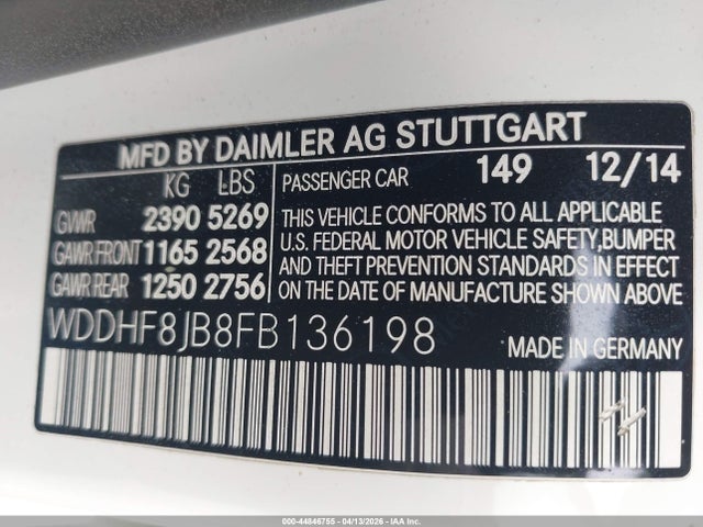 Продаж на аукціоні авто 2015 Mercedes-benz E 350 4matic, vin: WDDHF8JB8FB136198, номер лоту: 44846755
