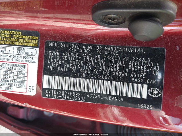 2005 TOYOTA CAMRY 4T1BE32K65U074111 Photo 8