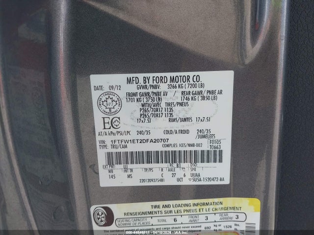 2013 FORD F-150 1FTFW1ET2DFA20707 Photo 8