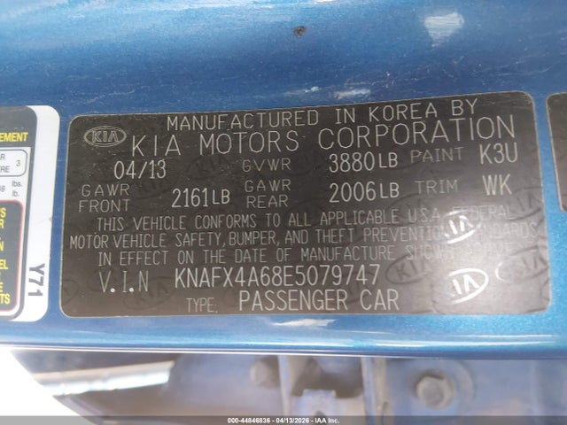 Продаж на аукціоні авто 2014 Kia Forte Lx, vin: KNAFX4A68E5079747, номер лоту: 44846836