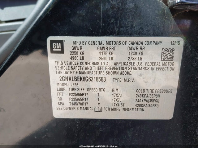 2GNALBEK6G6218583 Chevrolet EQUINOX LS