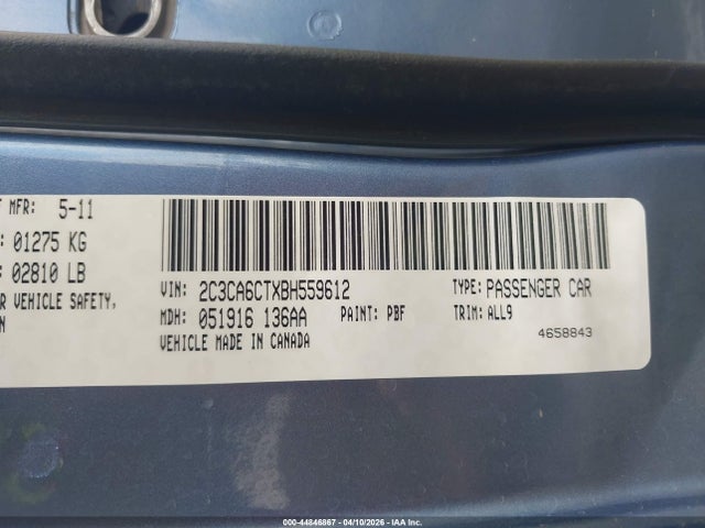 Продаж на аукціоні авто 2011 Chrysler 300c, vin: 2C3CA6CTXBH559612, номер лоту: 44846867
