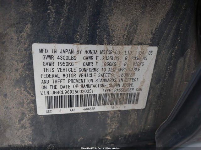 Продаж на аукціоні авто 2005 Acura Tsx, vin: JH4CL96925C020351, номер лоту: 44846875