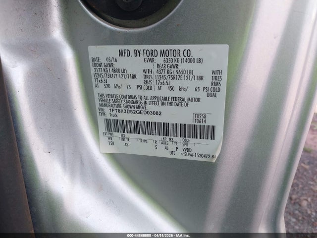 Ford F-350 Xl 2016 1FT8X3D62GED03082 Image 9