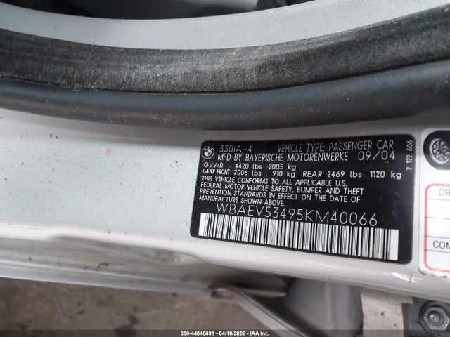 Aukcja sprzedaży 2005 Bmw 330i, vin: WBAEV53495KM40066, numer aukcji: 44846891