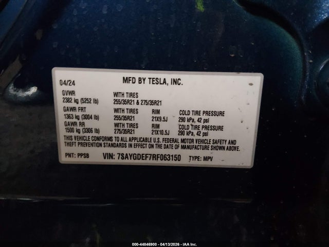Aukcja sprzedaży 2024 Tesla Model Y Performance Dual Motor All-wheel Drive, vin: 7SAYGDEF7RF063150, numer aukcji: 44846900