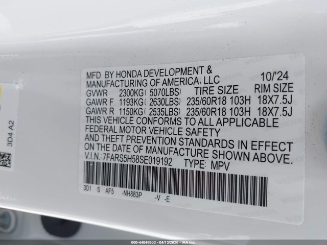 7FARS5H58SE019192 Honda Cr-v Hybrid Sport