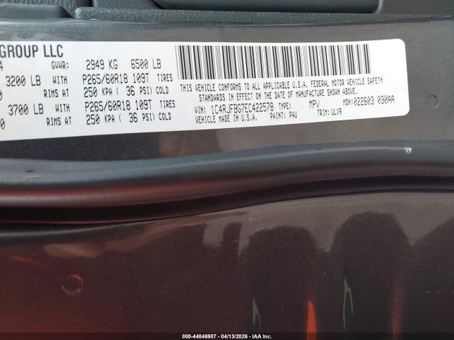 Aukcja sprzedaży 2014 Jeep Grand Cherokee Limited, vin: 1C4RJFBG7EC422578, numer aukcji: 44846907