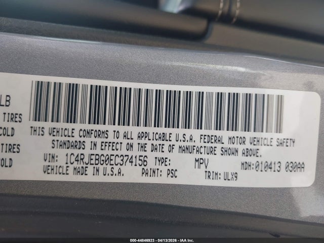 Продажа на аукционе авто 2014 Jeep Grand Cherokee Limited, vin: 1C4RJEBG0EC374156, номер лота: 44846923